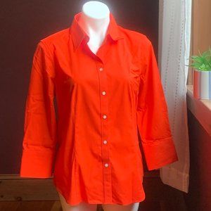 TALBOTS Poppy Red Button Down Long Sleeve Shirt 12